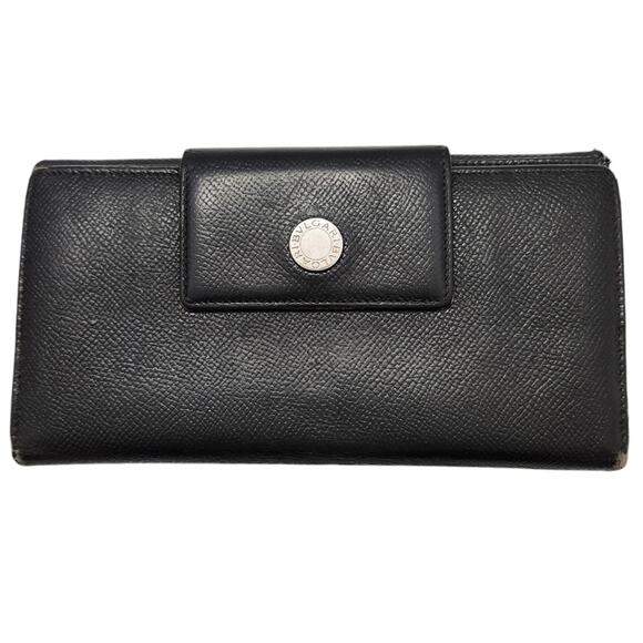 Authentic Vintage BVLGARI Black Long‎ Trifold Wallet - Picture 1 of 9
